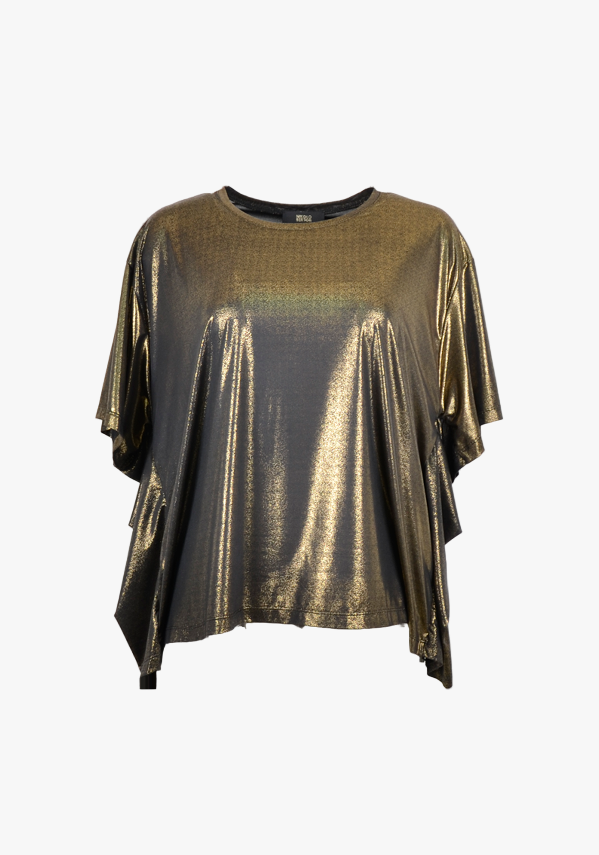 Signature butterfly sleeve top in Metallic Gold Jersey