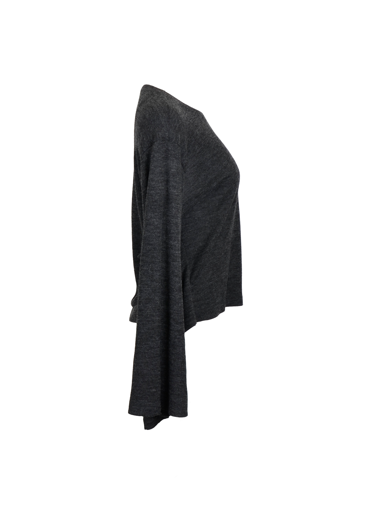 Signature Charcoal Grey Ribbed top with Butterfly Sleeves