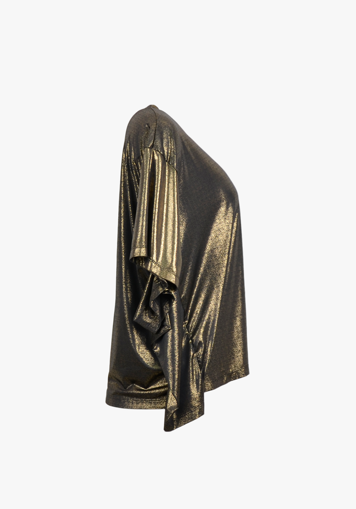 Signature butterfly sleeve top in Metallic Gold Jersey