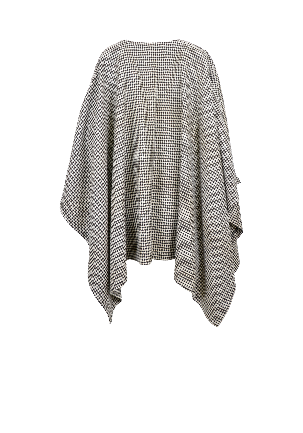 Scottish Wool Poncho Overcoat – Black & White Houndstooth