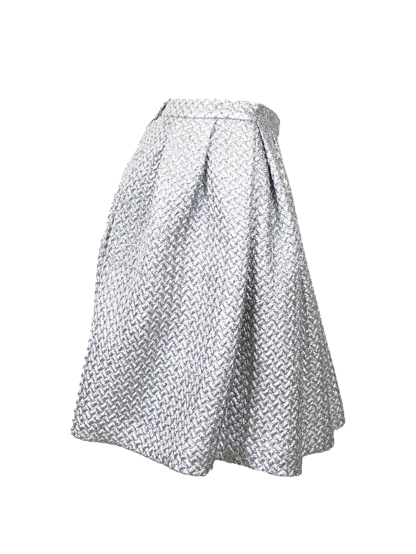 Silver Metallic Bullion Thread Skirt – Chevron 3D Surface