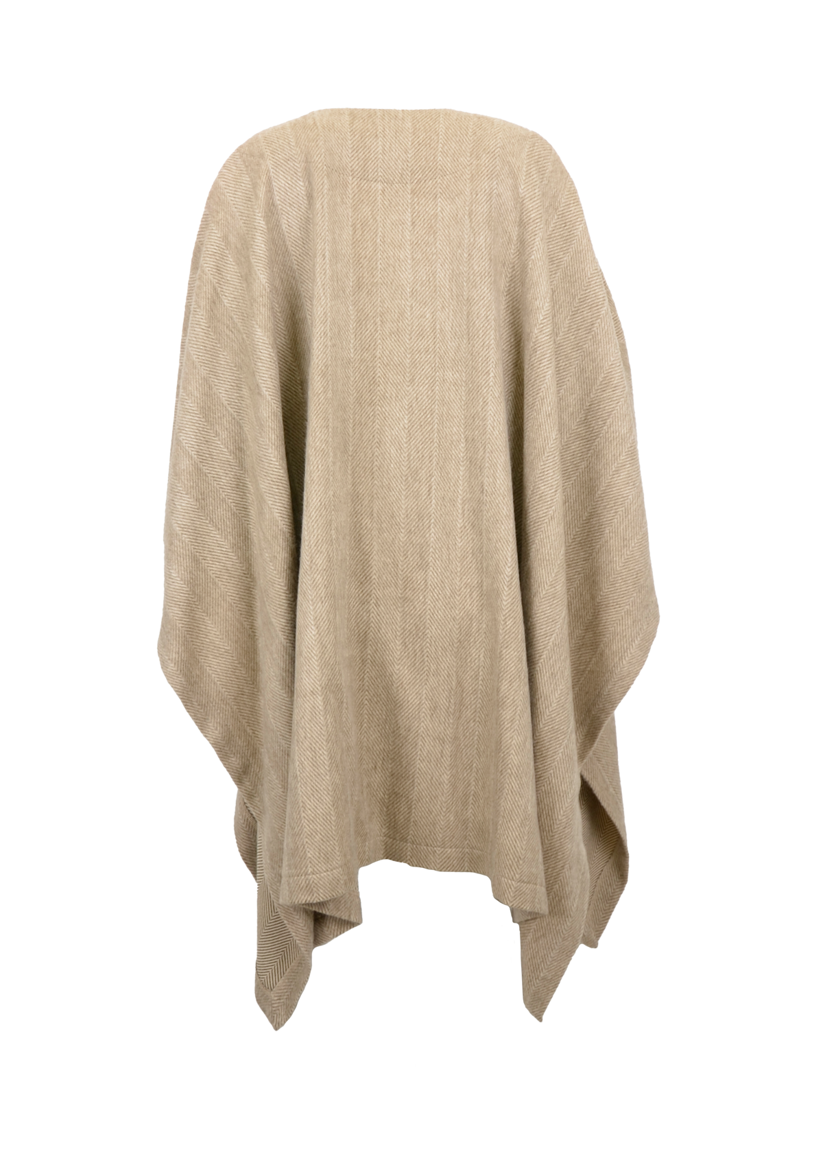Cashmere Poncho Overcoat – Herringbone Beige Latte