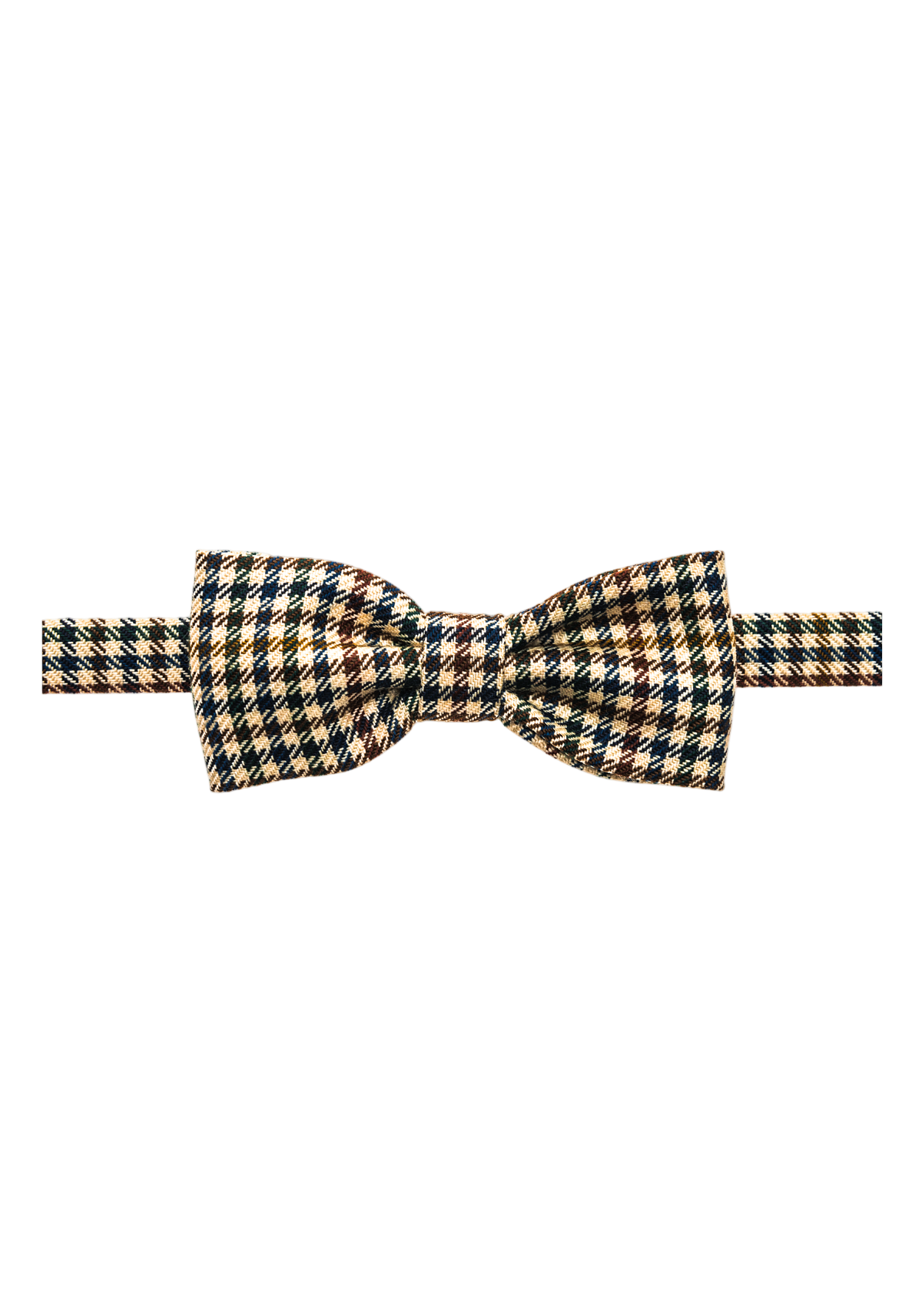 Tweed Bow Tie – Colourful Houndstooth Tartan on Beige