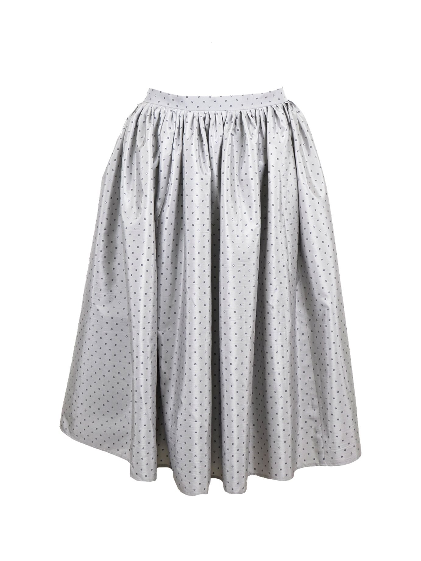 Silver Grey Silk Polka Dot Skirt