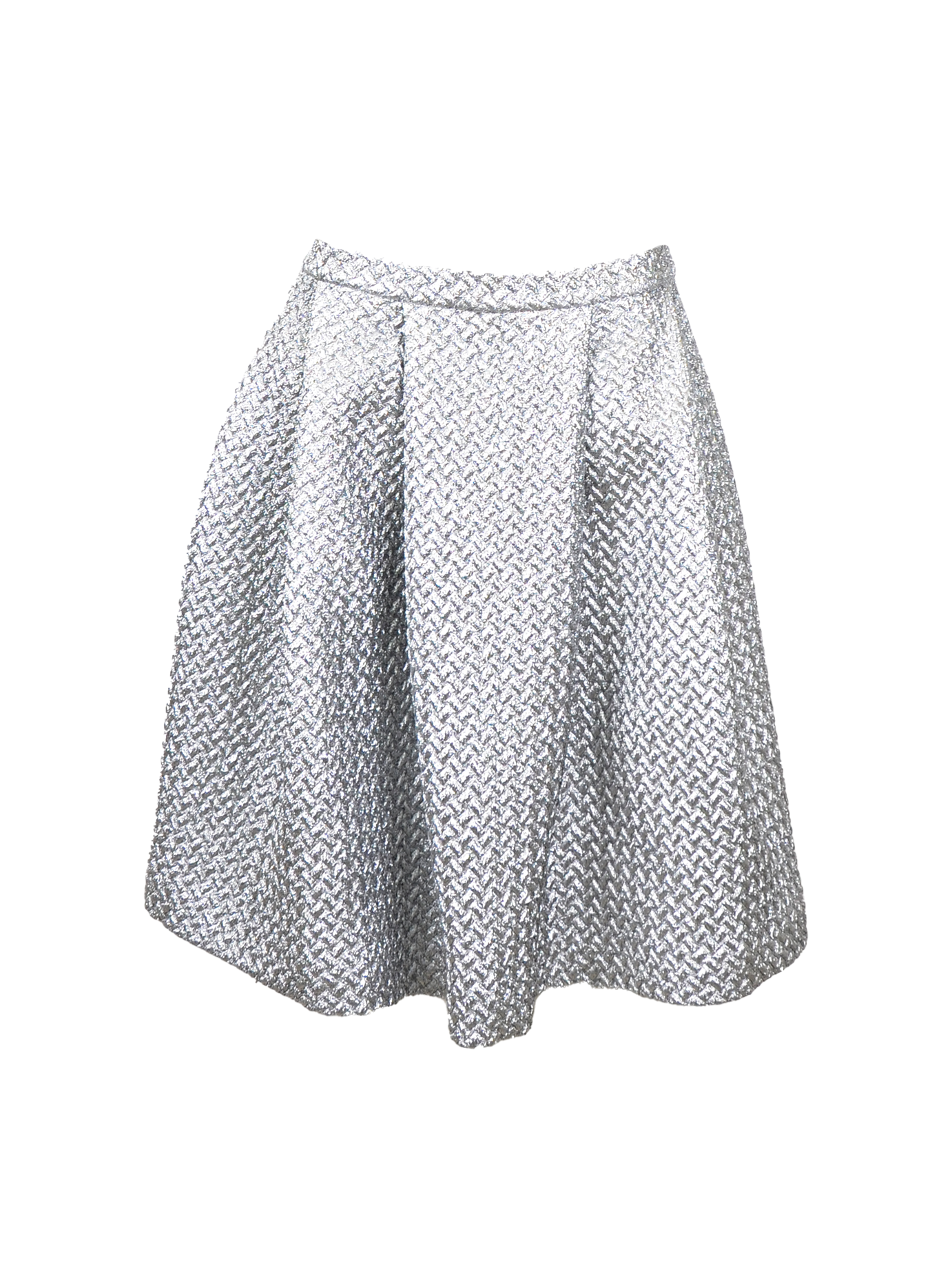 Silver Metallic Bullion Thread Skirt – Chevron 3D Surface