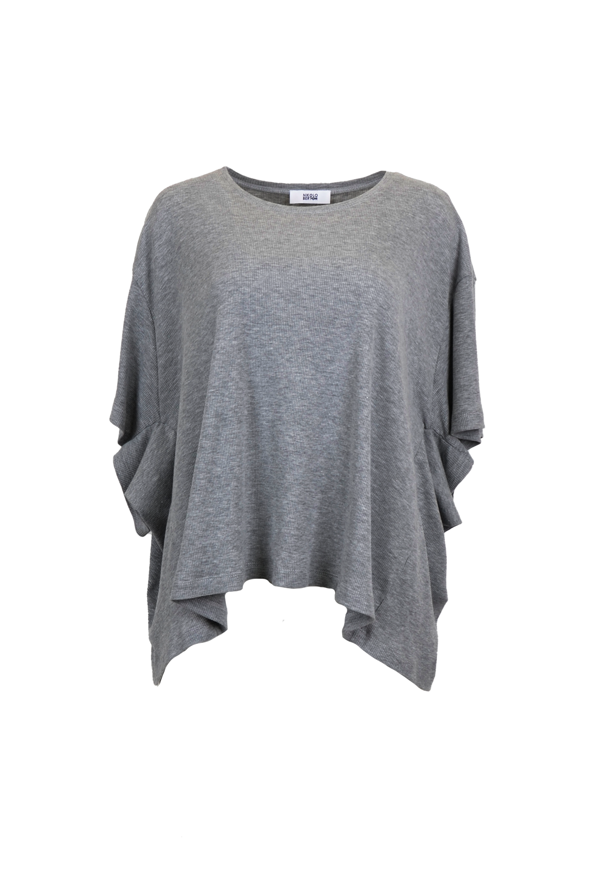 Signature Dove Grey Ribbed top with Butterfly Sleeves
