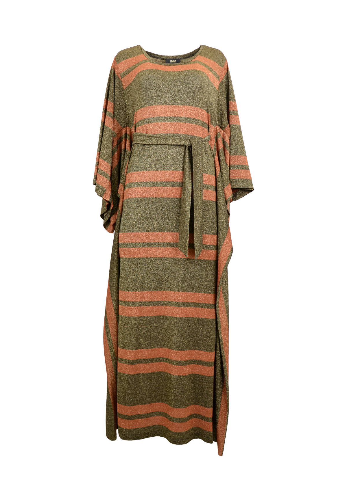 Metallic Jersey Lurex Dress – Subtle Stripe with Butterfly Sleeves