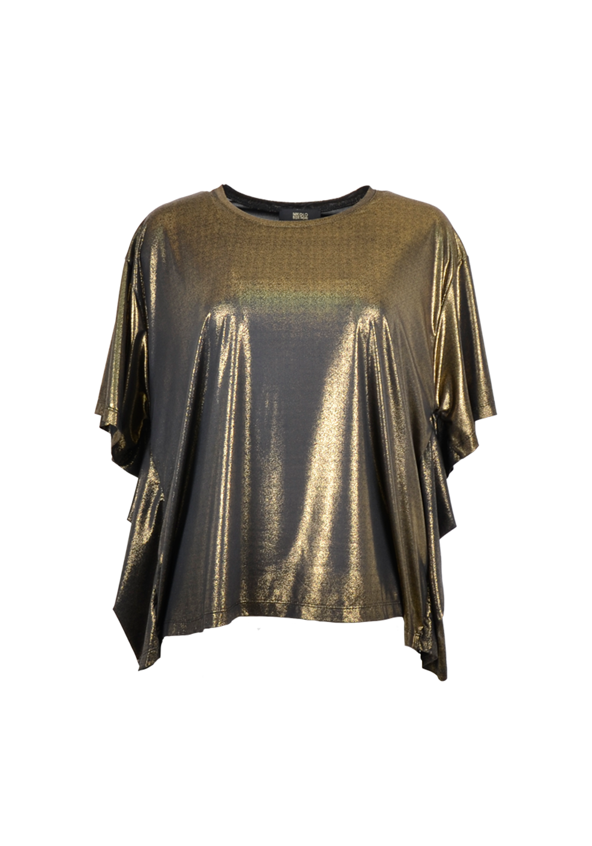 Signature butterfly sleeve top in Metallic Gold Jersey