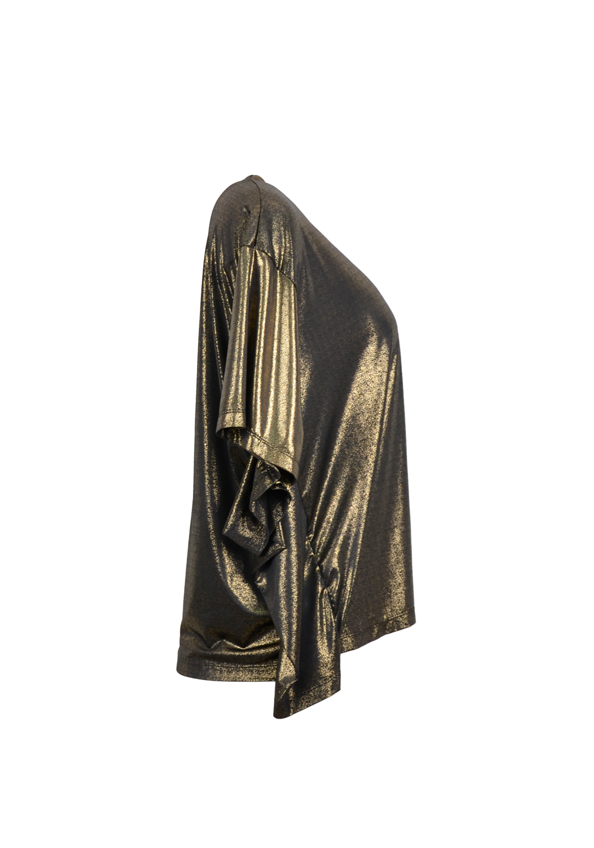 Signature butterfly sleeve top in Metallic Gold Jersey