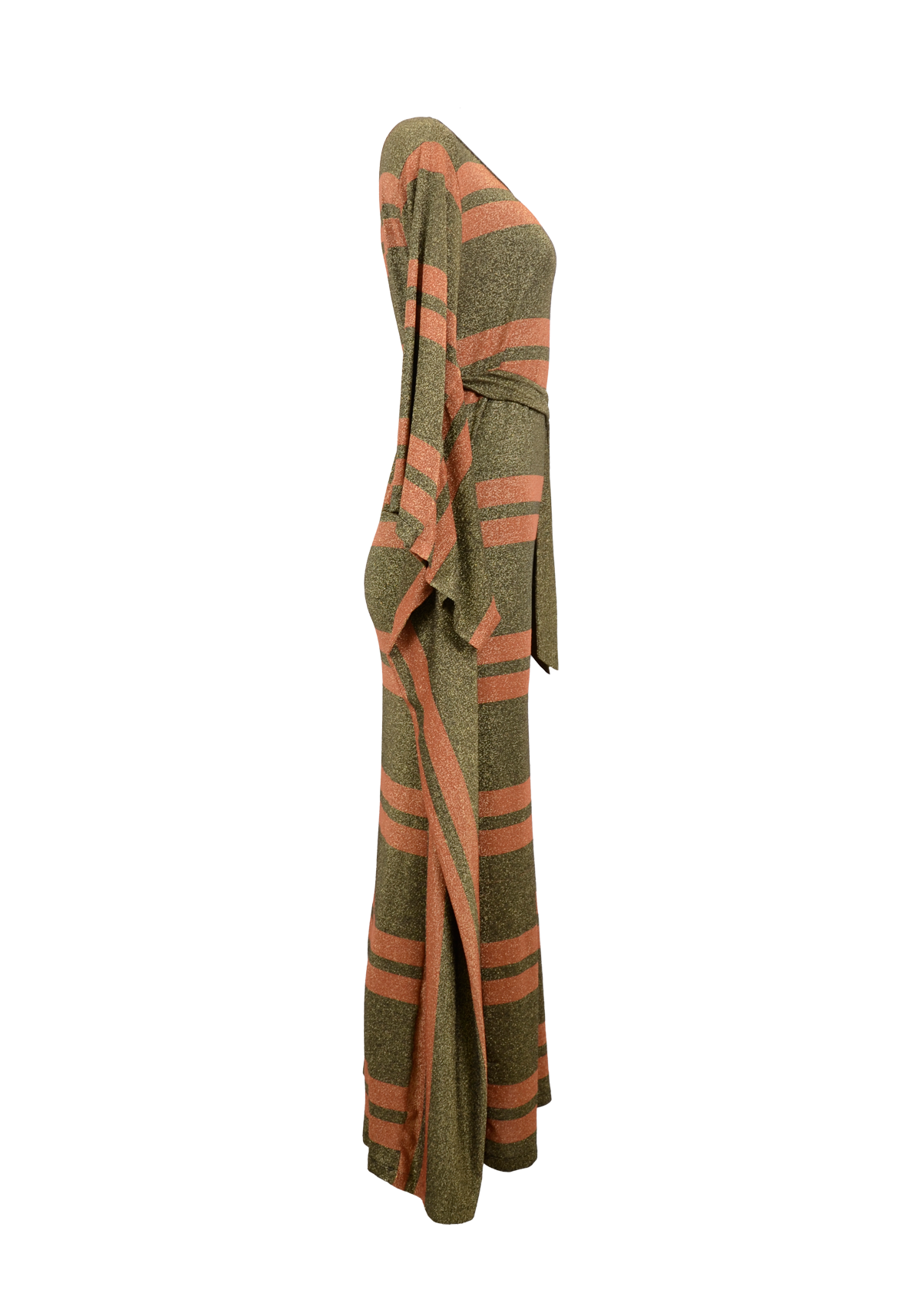 Metallic Jersey Lurex Dress – Subtle Stripe with Butterfly Sleeves