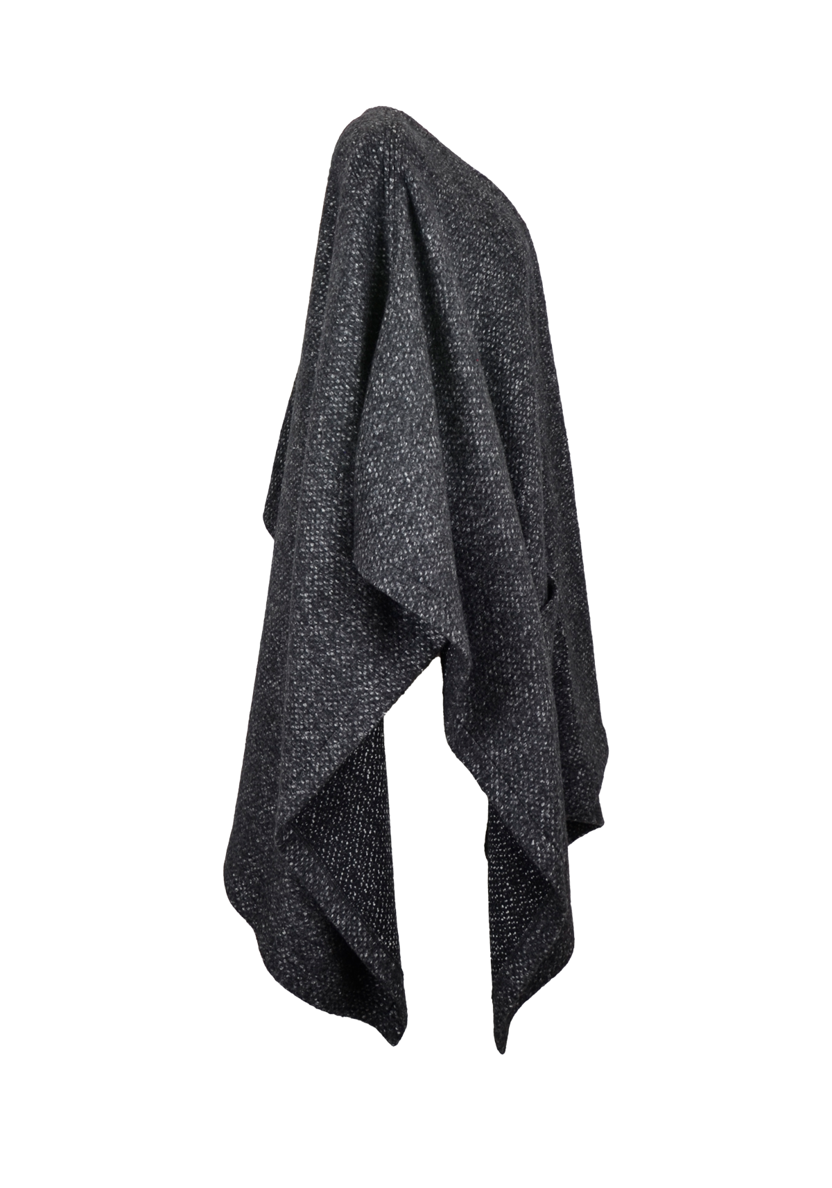 Wool Poncho Overcoat – Dark Grey Speckle