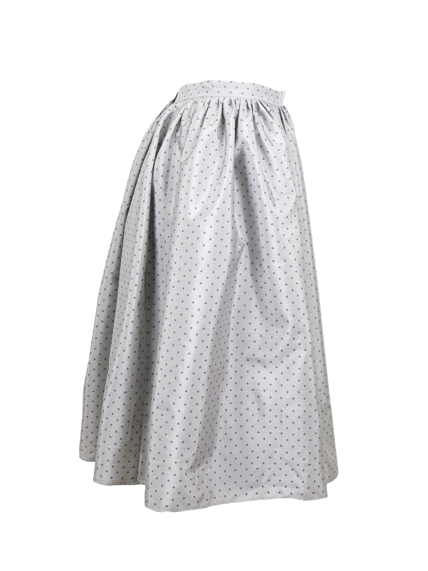 Silver Grey Silk Polka Dot Skirt