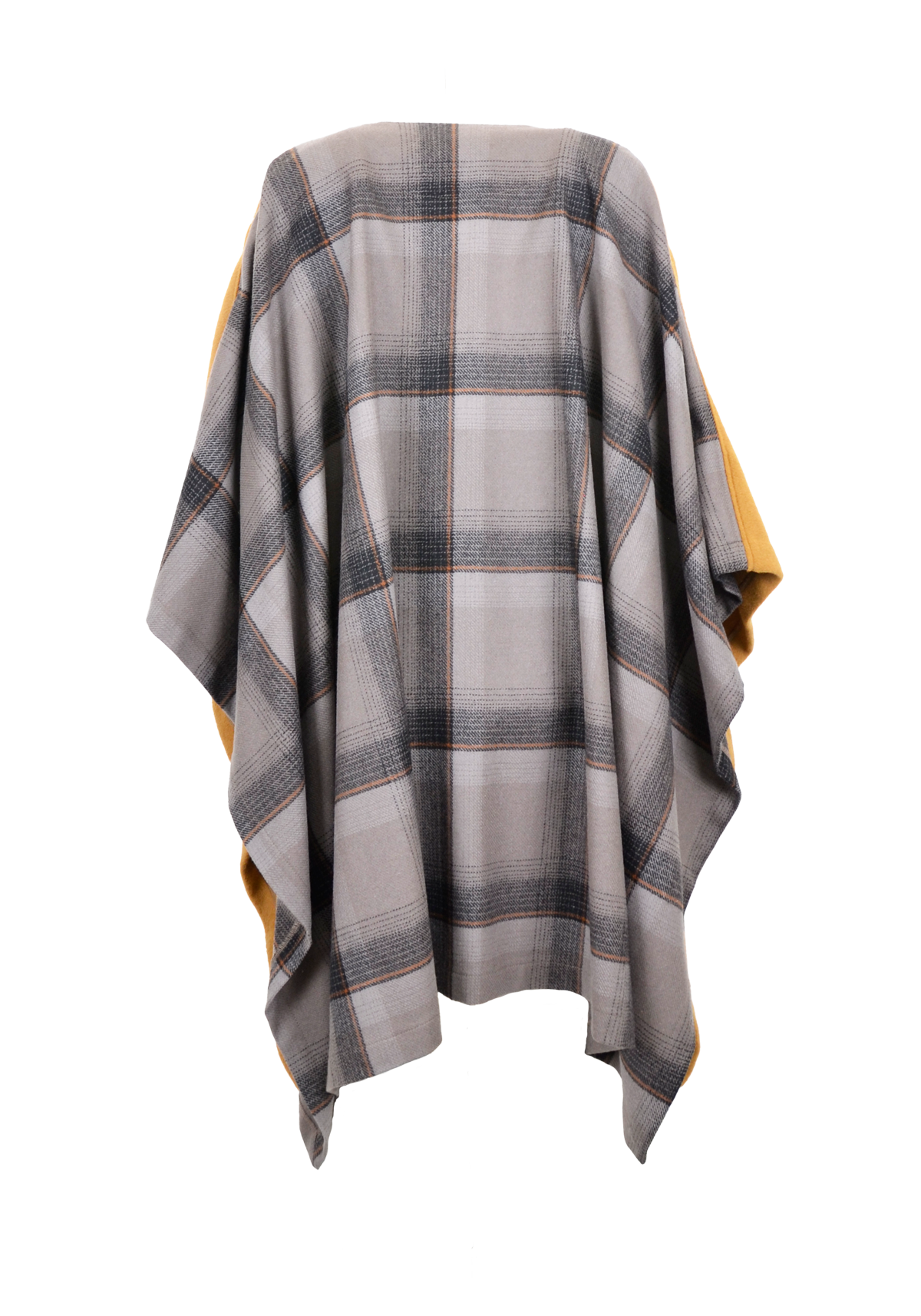 Cashmere Poncho Overcoat – Cinnamon with Tartan Contrast