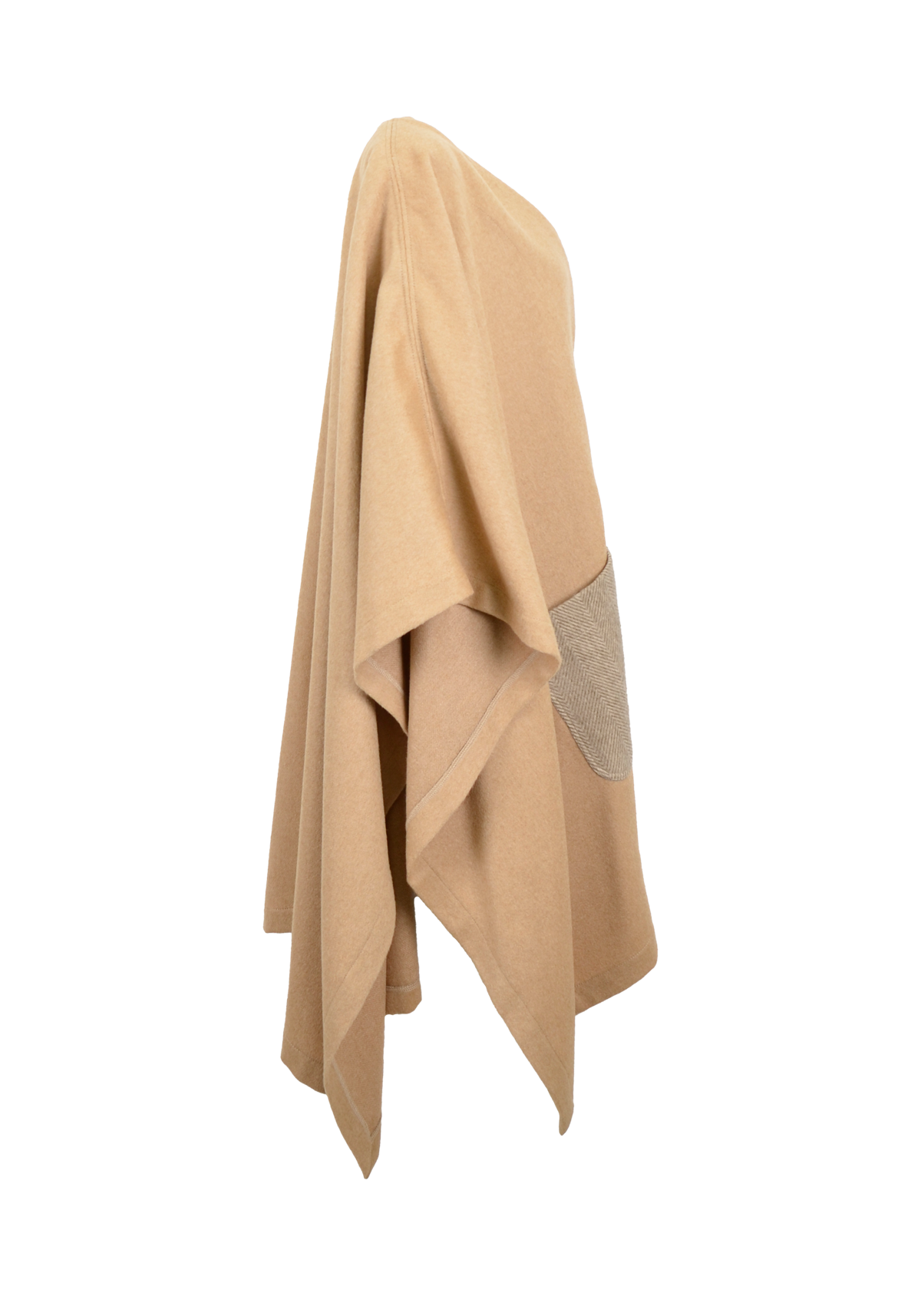 Contrast Cashmere Poncho Overcoat – Camel Beige