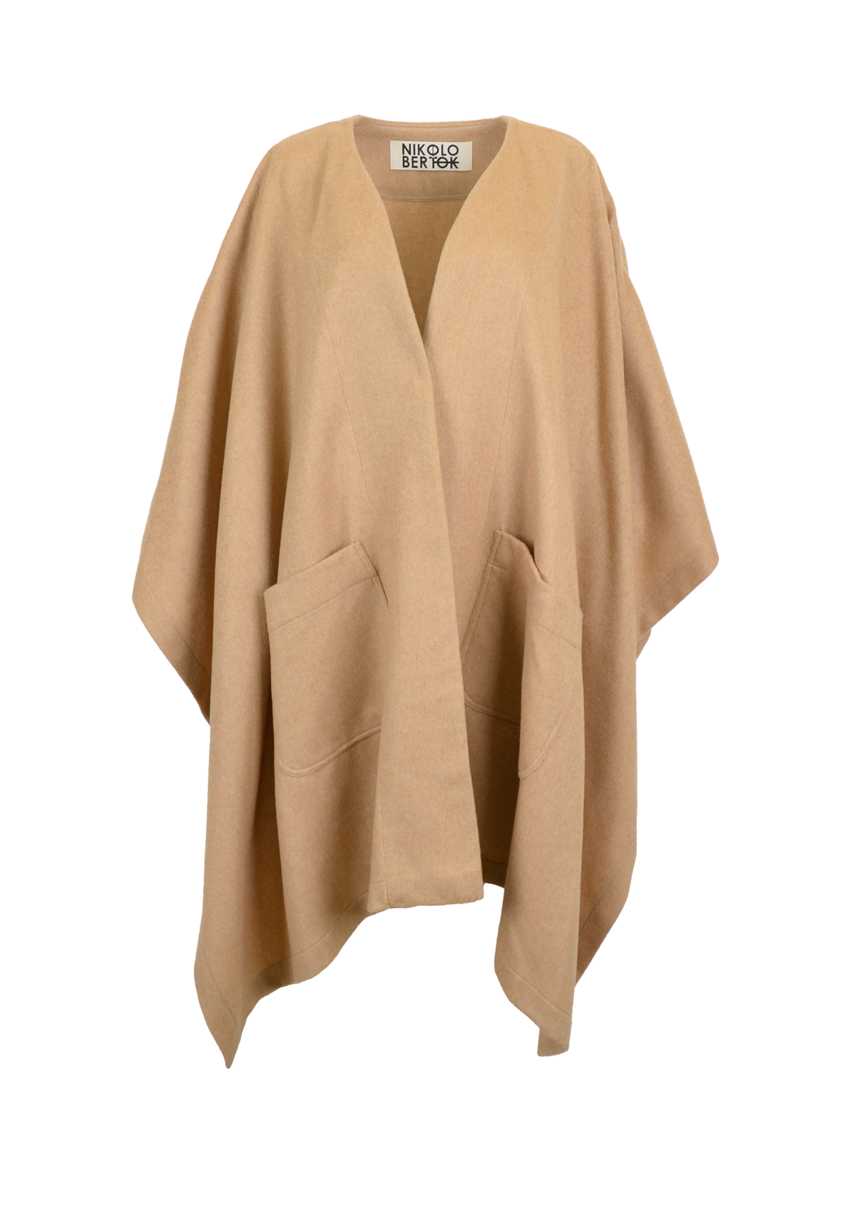 Cashmere Poncho Overcoat – Camel Beige