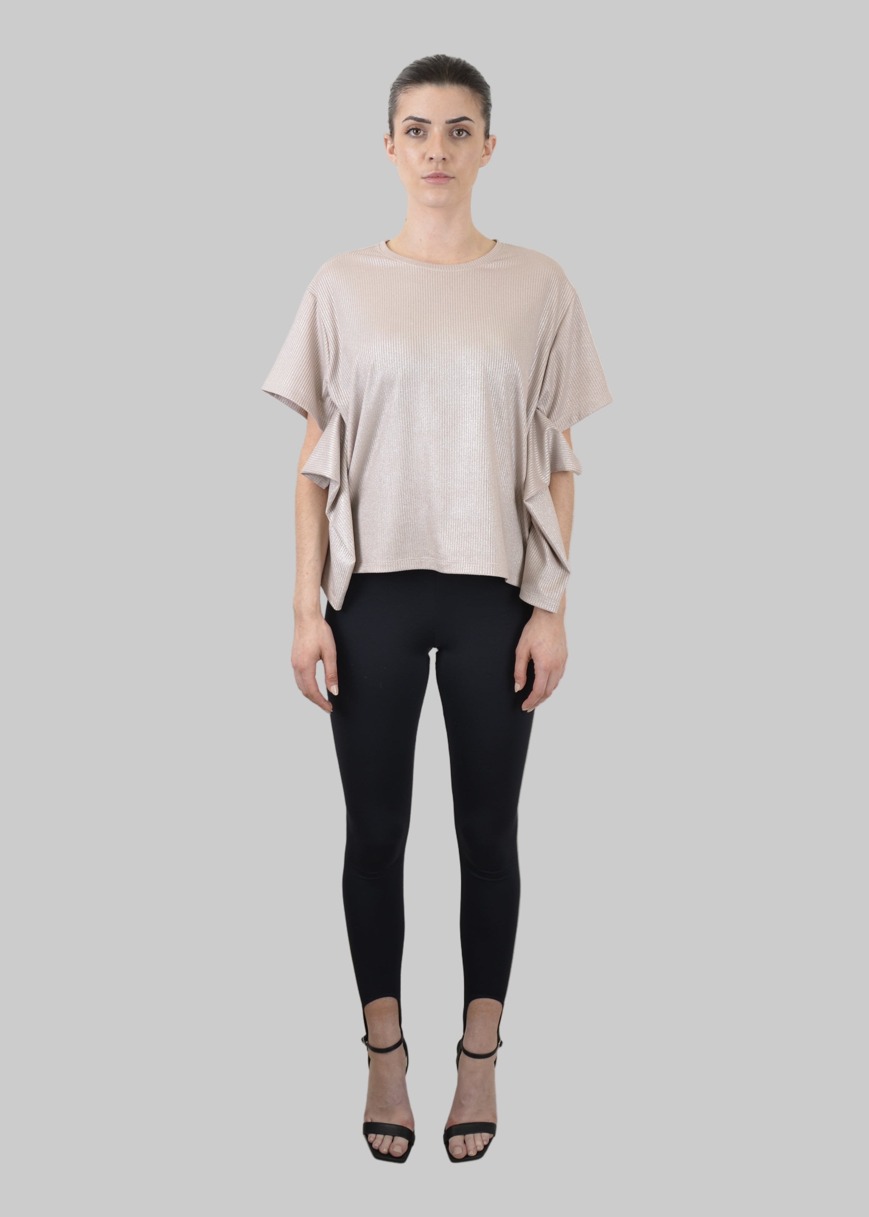 Signature Pink Shimmery Top with Butterfly Sleeves