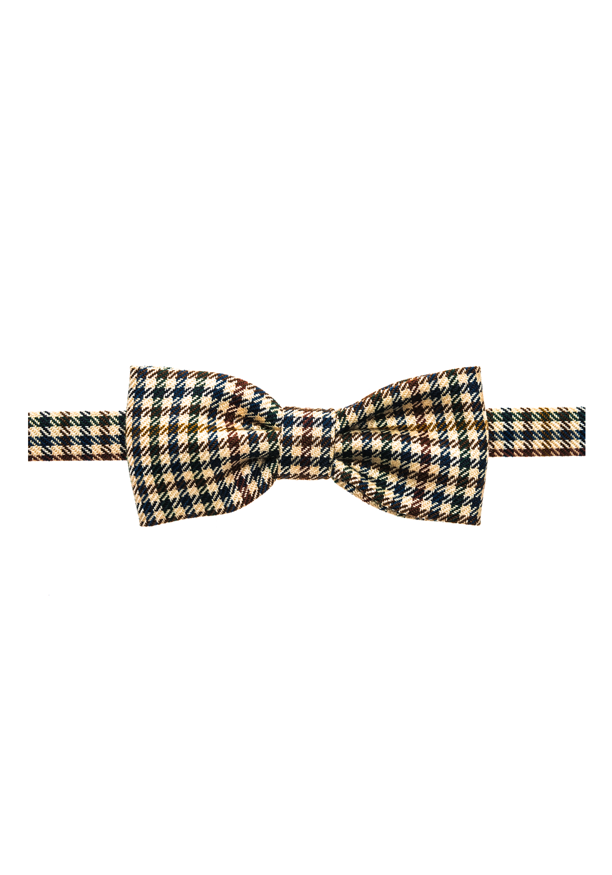 Tweed Bow Tie – Colourful Houndstooth Tartan on Beige