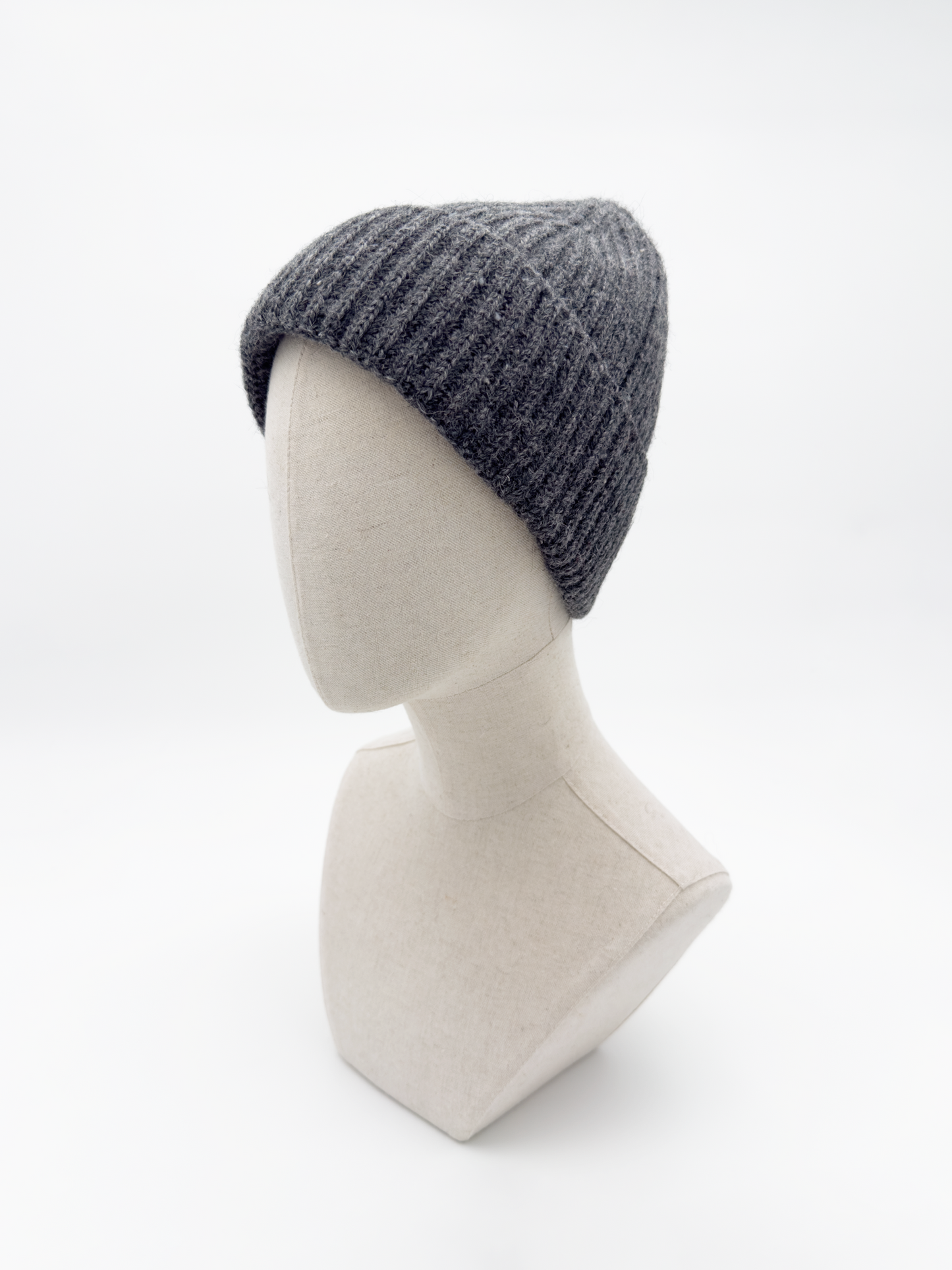 Wool Beanie Hat In Speckled Grey