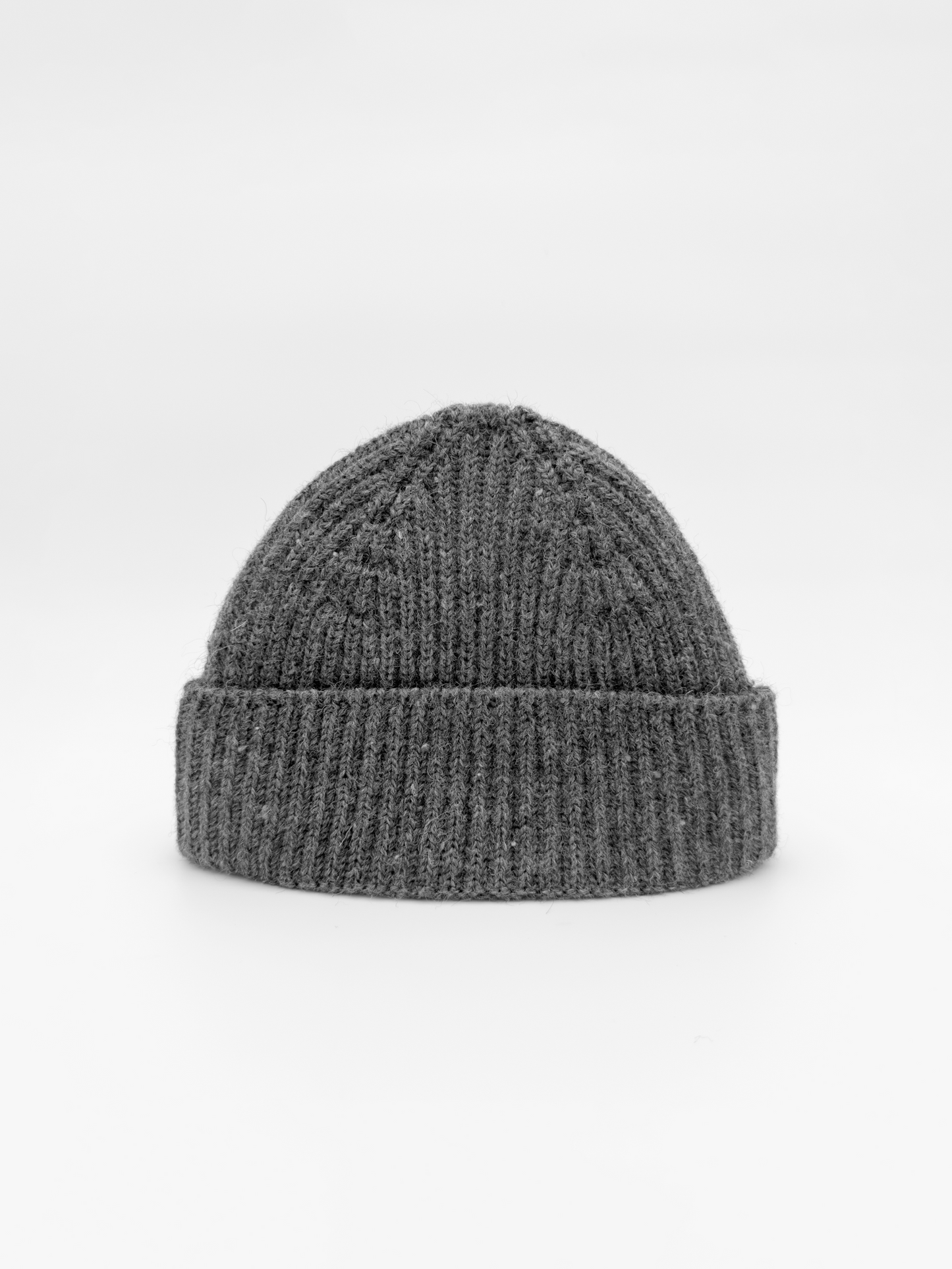 Wool Beanie Hat In Speckled Grey