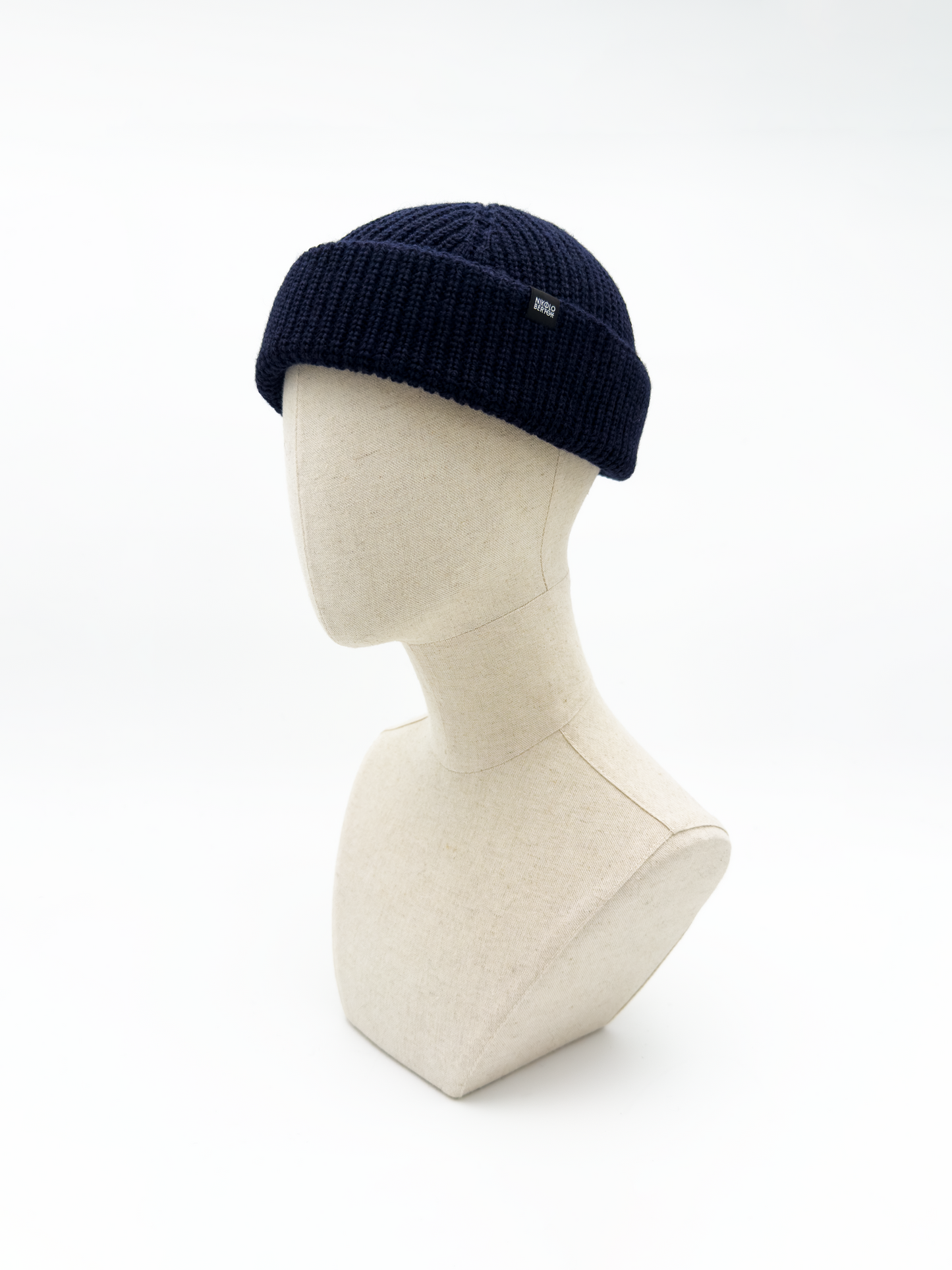 Merino Wool Beanie Hat In Midnight Blue