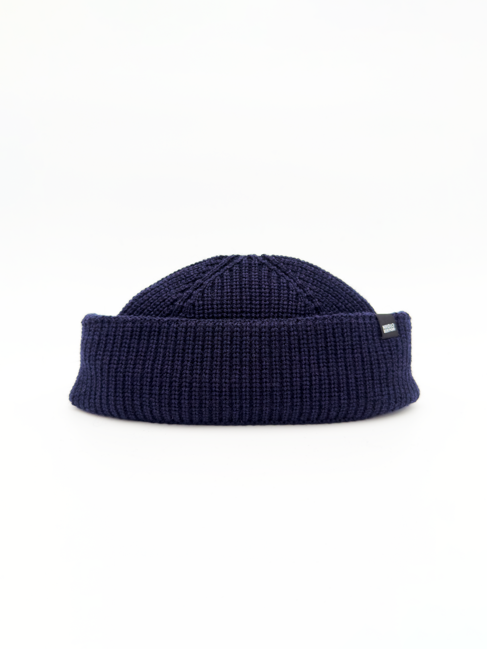 Merino Wool Beanie Hat In Midnight Blue