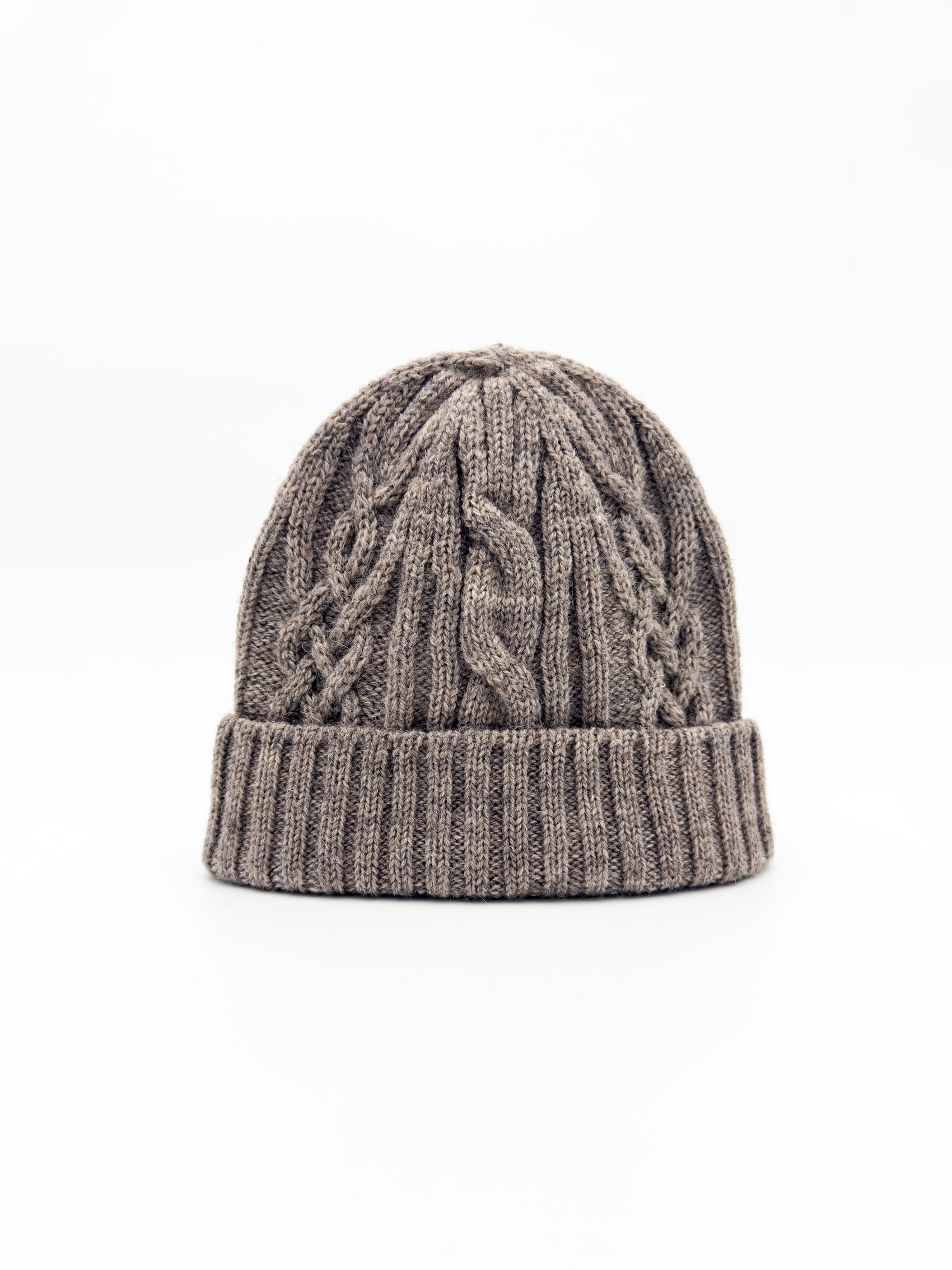 Wool Cable Knit Beanie Hat In Natural Oat