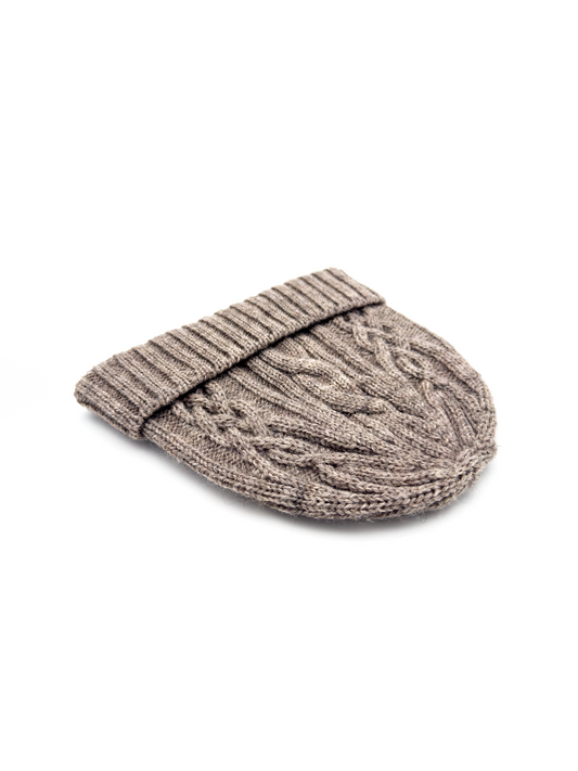 Wool Cable Knit Beanie Hat In Natural Oat