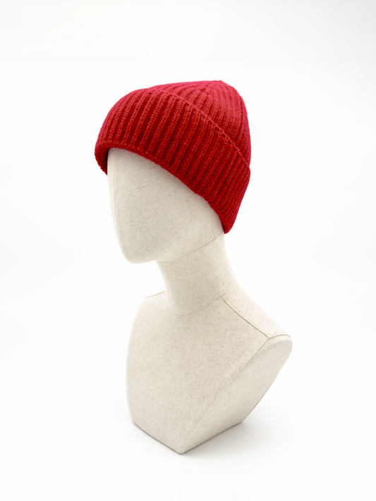 Wool Beanie Hat In Cardinal Red