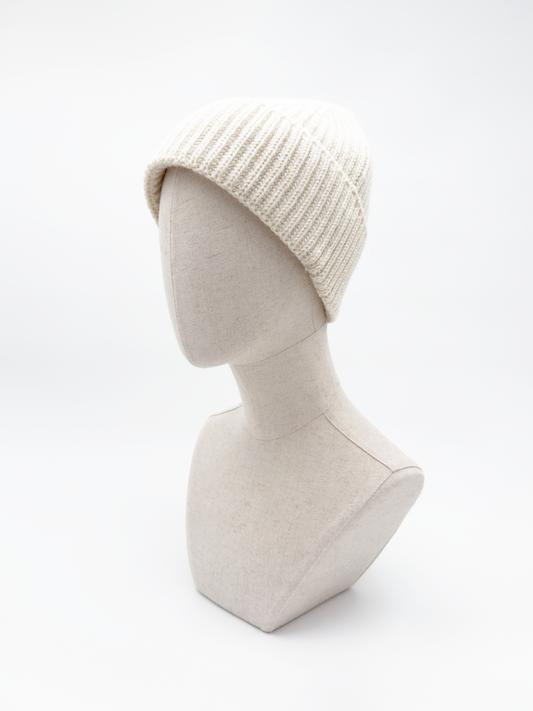 Wool Beanie Hat In Alabaster